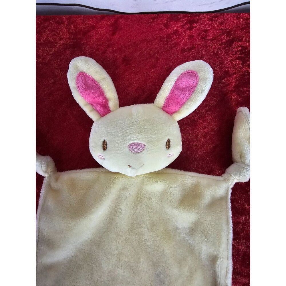 Barrons Hello Bunny Rabbit Lovey Rattle Security Blanket Knotted Corners Plush - Picture 4 of 6